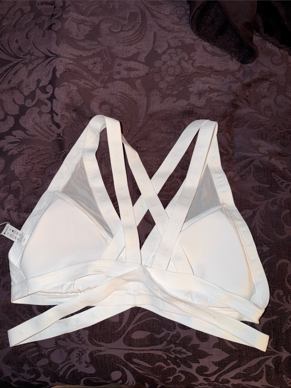 NWT HALARA White Strappy Cross-Back Sport Bra - Picture 2 of 4